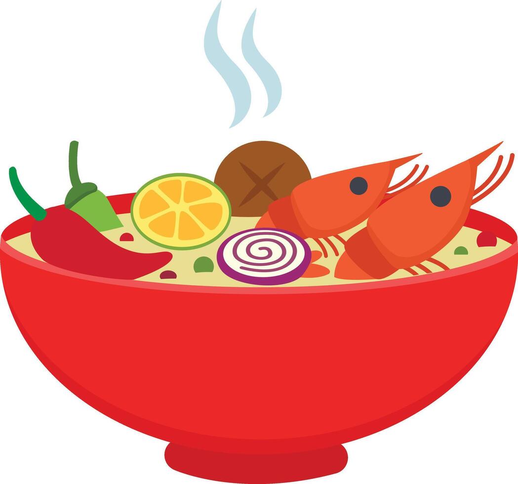 Tom Yum Kung -Spicy Thai Soup with Shrimp Recipes vector