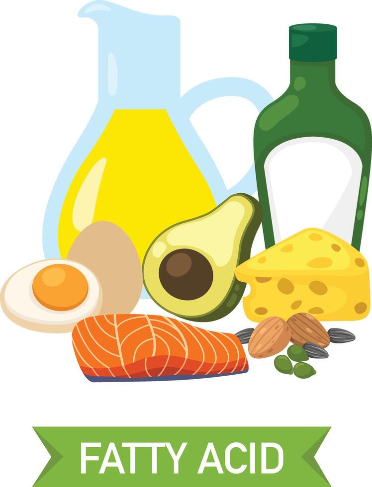 Fatty acid food group illustration vector