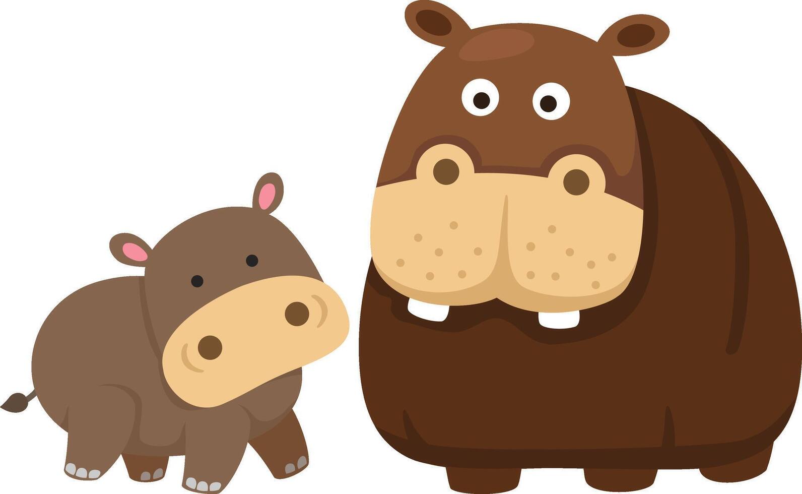 cute cartoon hippo character on white background illustration vector
