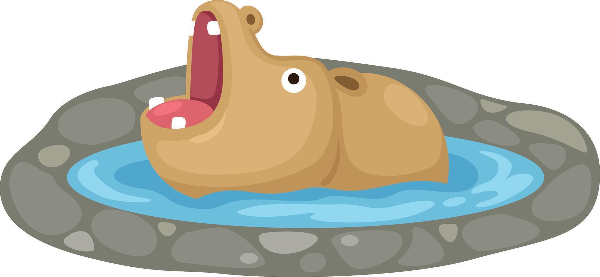 cute cartoon hippo character on white background illustration vector