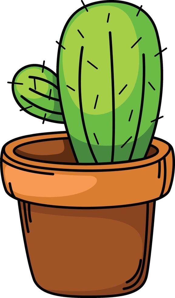 illustration of cactus outline isolated on white background vector