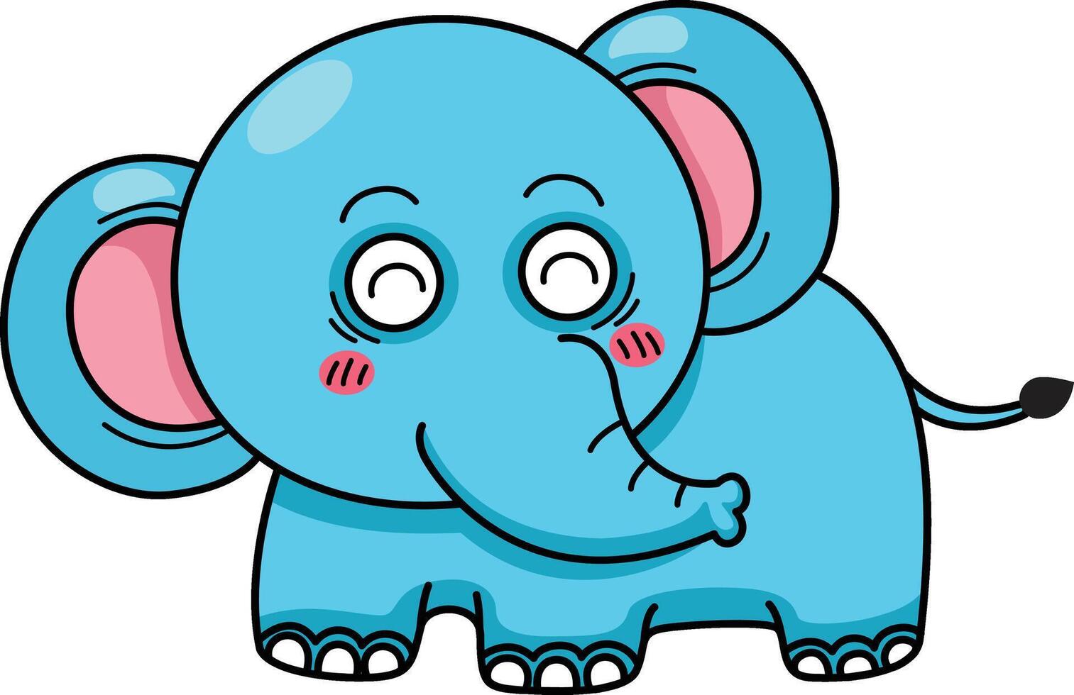 illustration of elephant character outline white on background vector