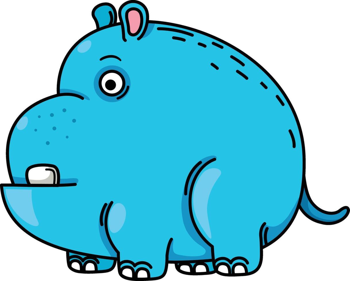 cute cartoon hippo character on white background illustration vector