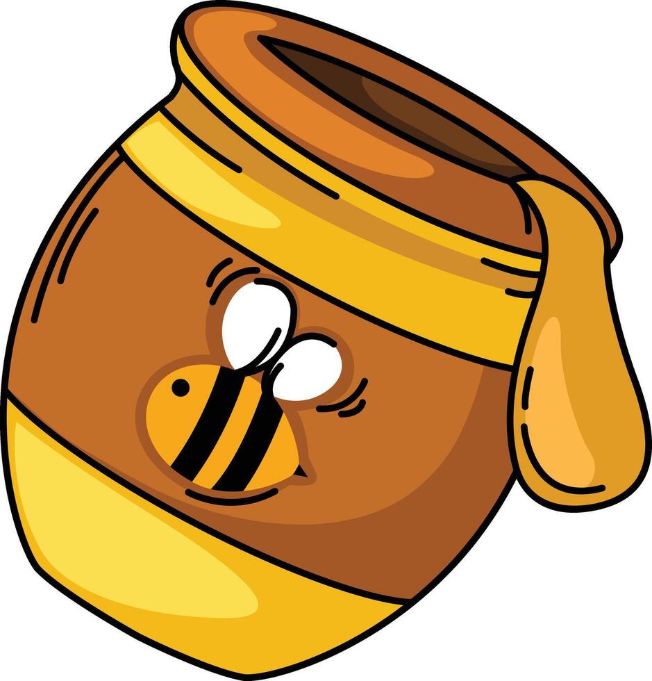 illustration of jar with honey outline white on background vector