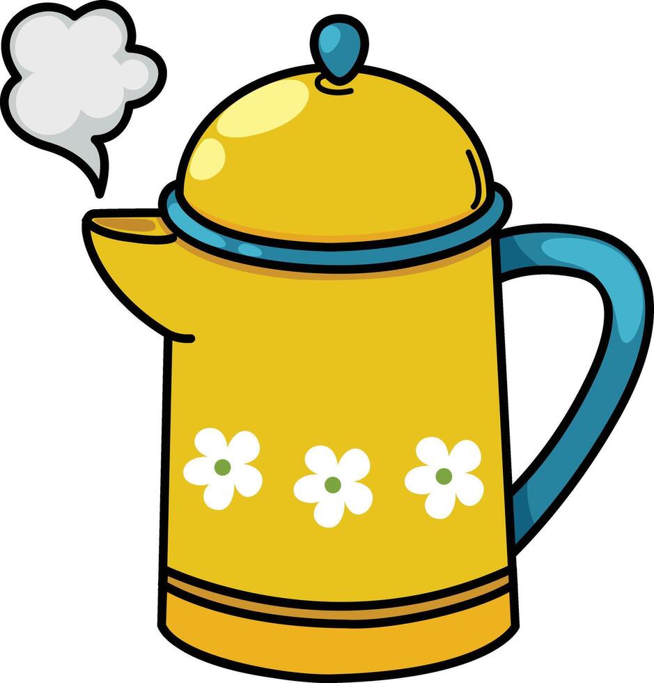 illustration of teapot outline on a white background vector