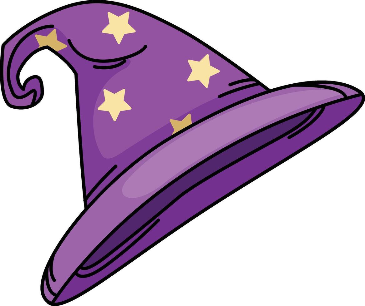 illustration of witch hat outline white on background vector