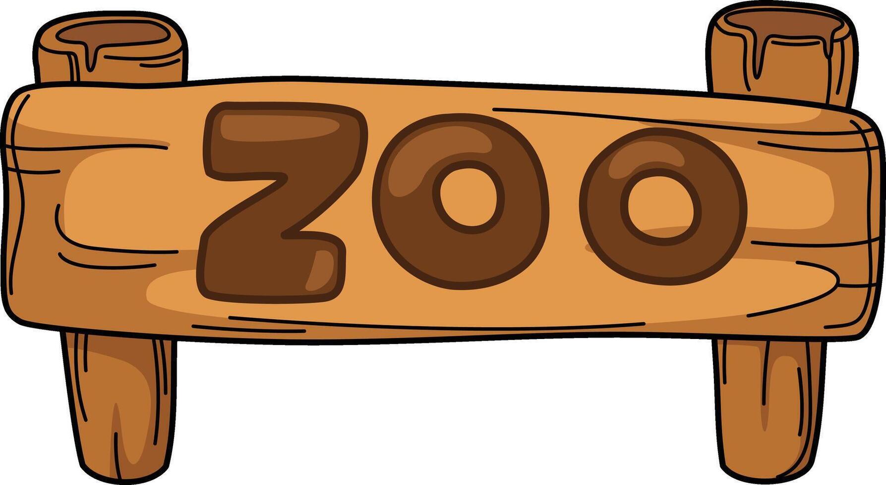 illustration of Wooden sign zoo outline white on background vector