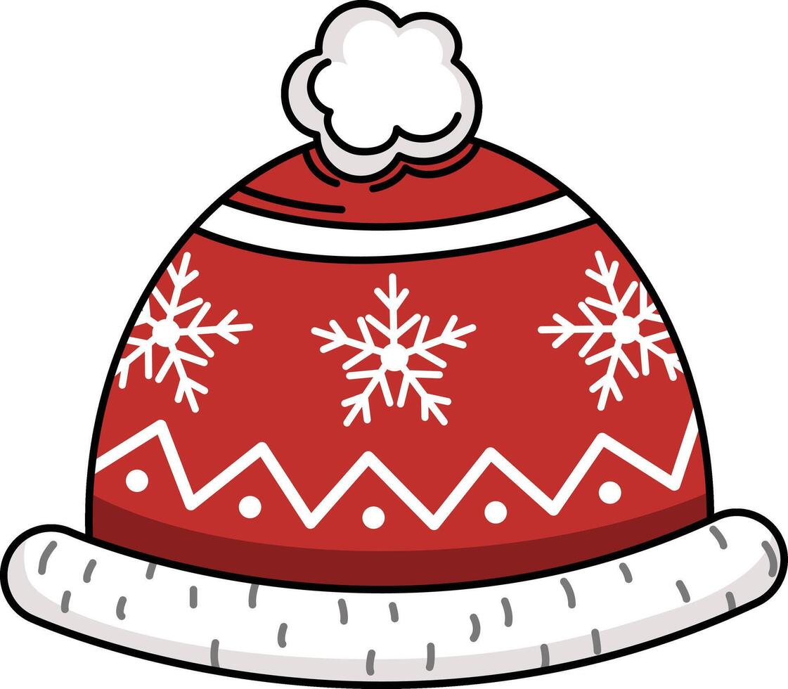 illustration of woolen hat outline white on background vector