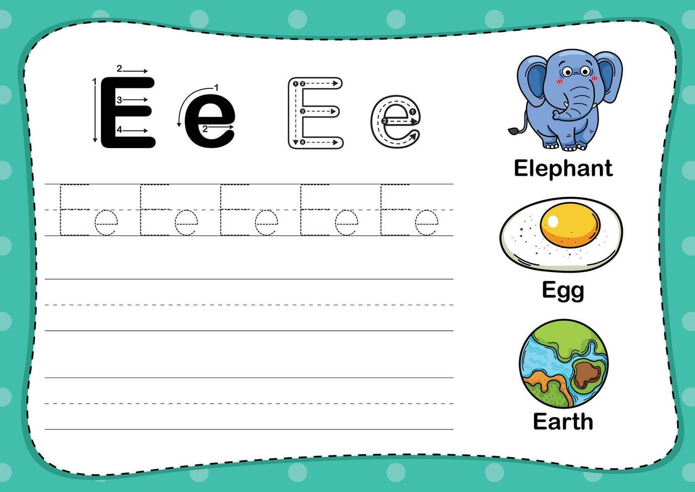 Illustration Isolated Animal Alphabet Letter E vector