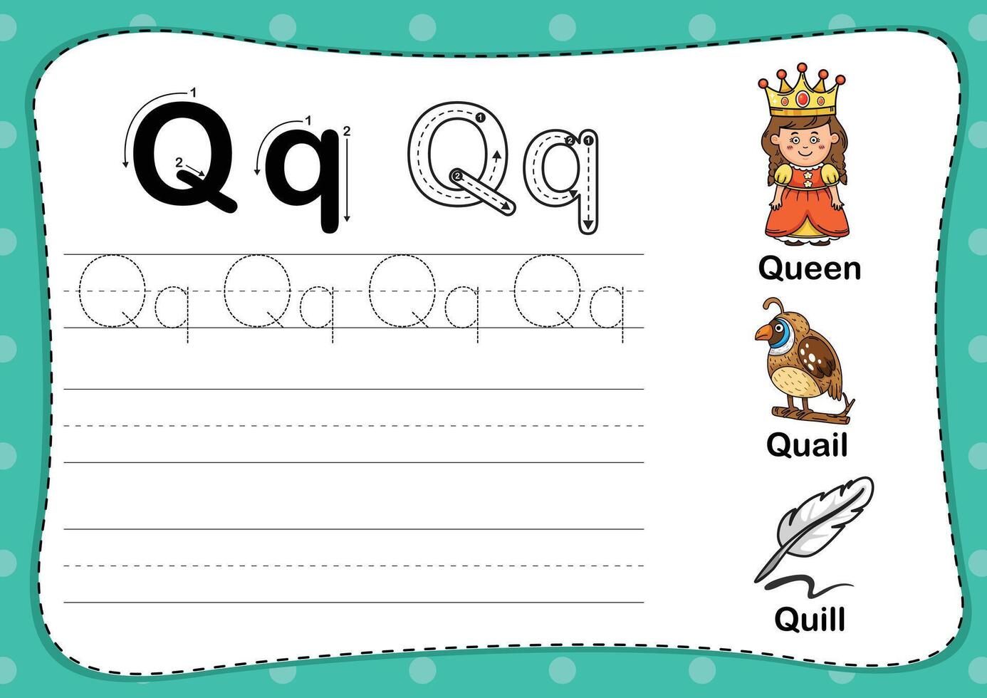 Illustration Isolated Animal Alphabet Letter Q vector