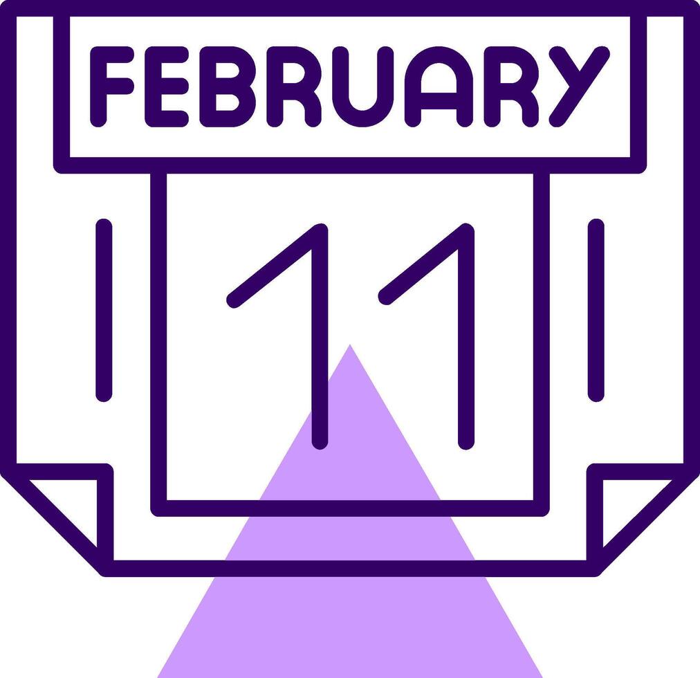 11 February Outline Slip Style Icon vector