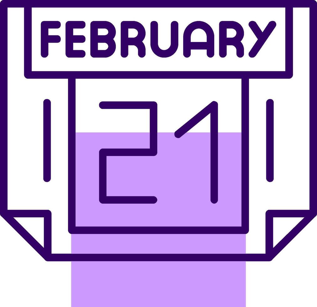 21 February Outline Slip Style Icon vector