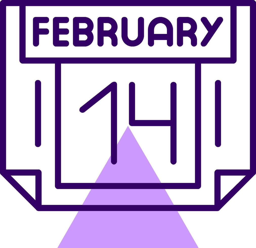 14 February Outline Slip Style Icon vector