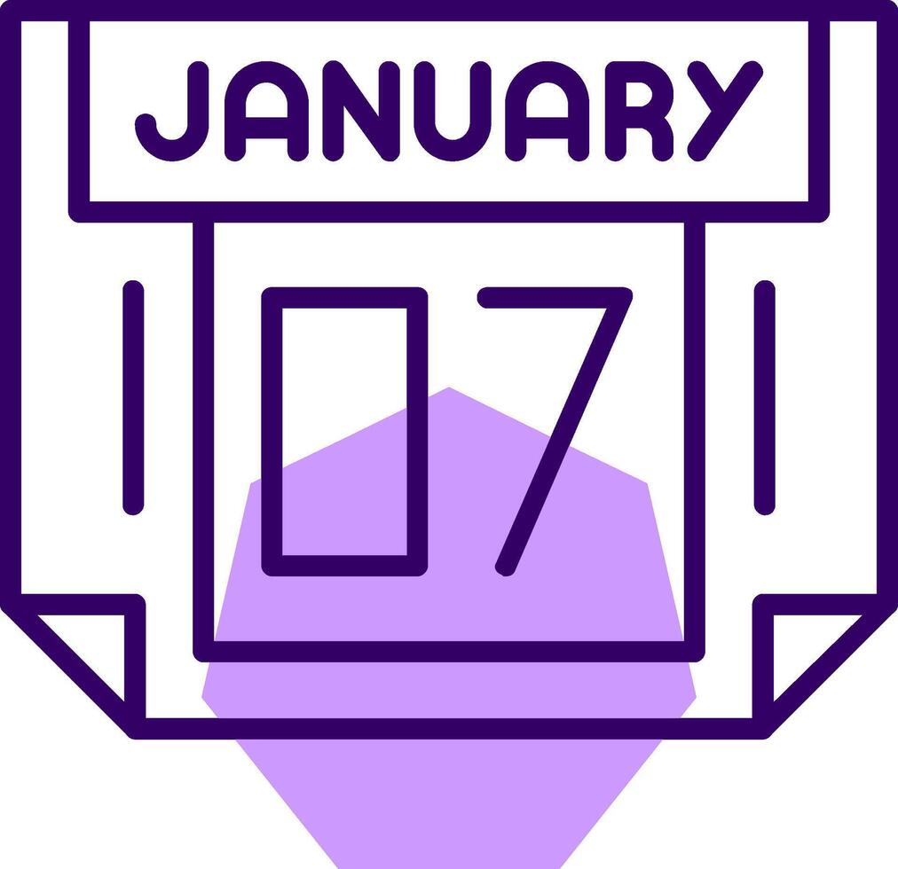 7 January Outline Slip Style Icon vector