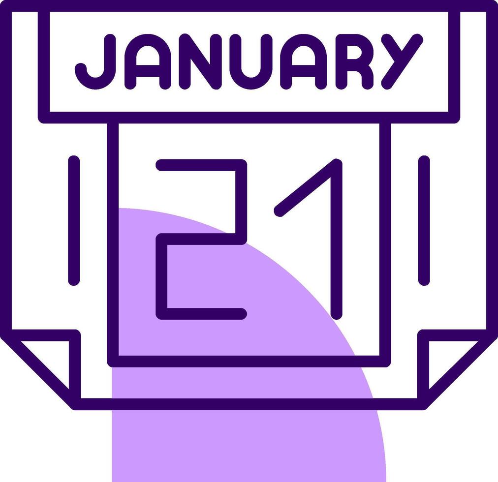 21 January Outline Slip Style Icon vector