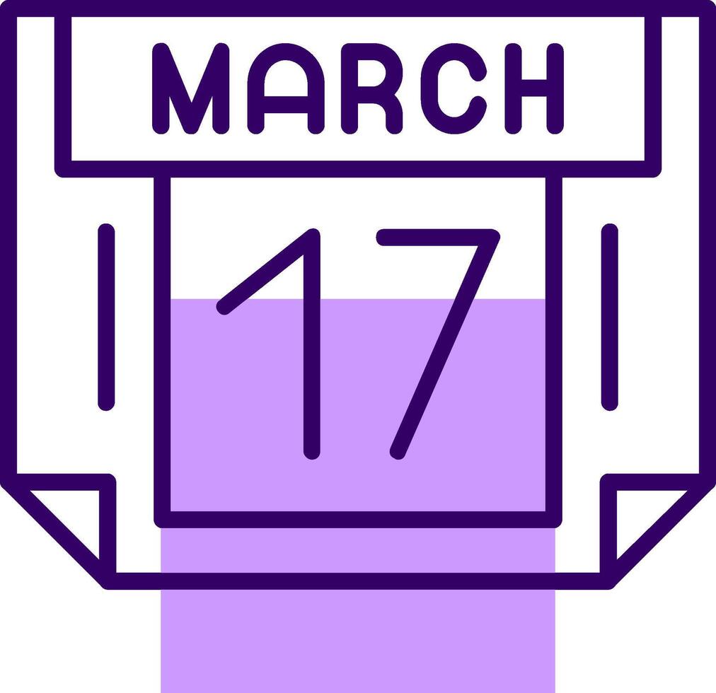 17 March Outline Slip Style Icon vector