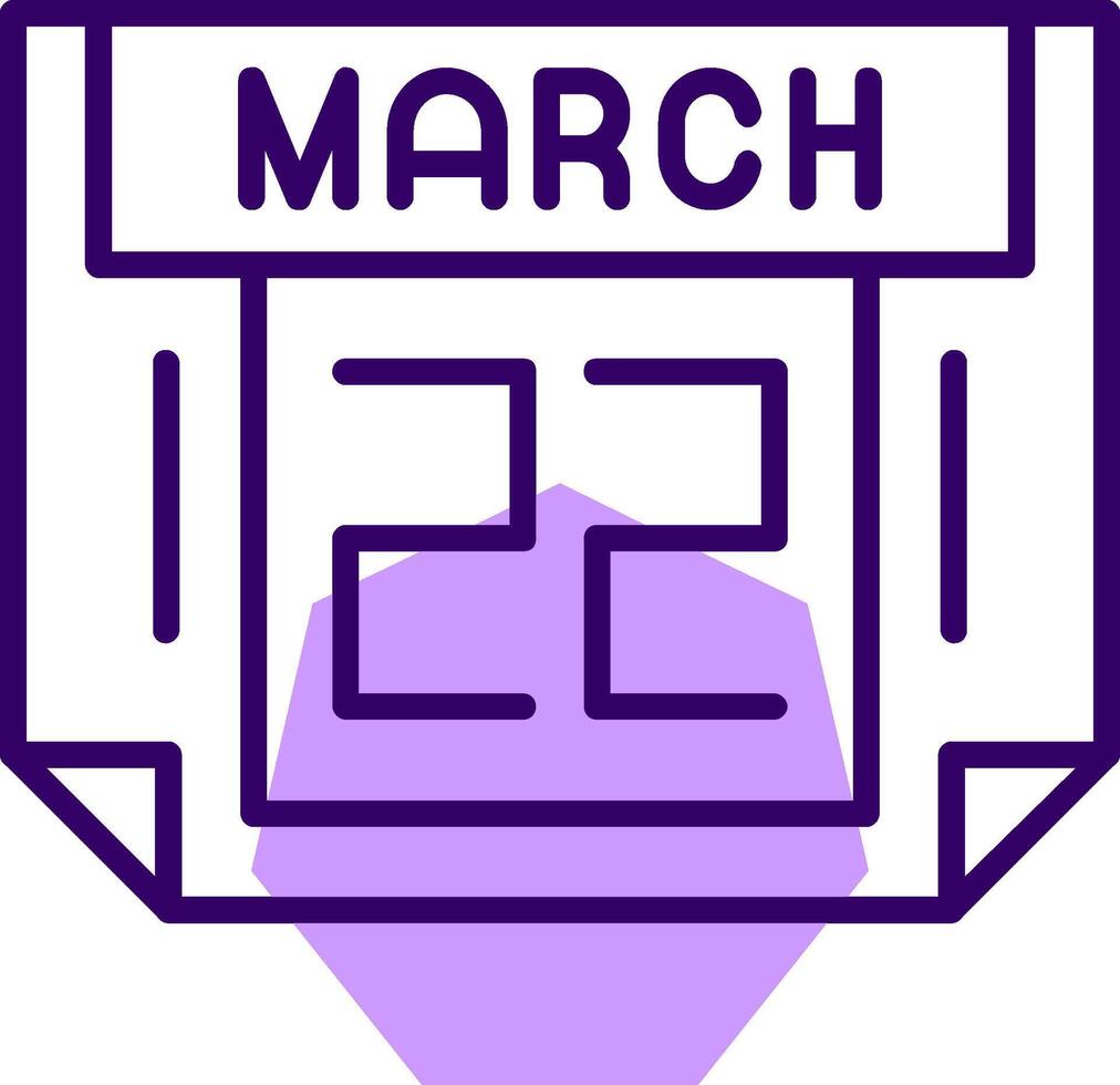 22 March Outline Slip Style Icon vector