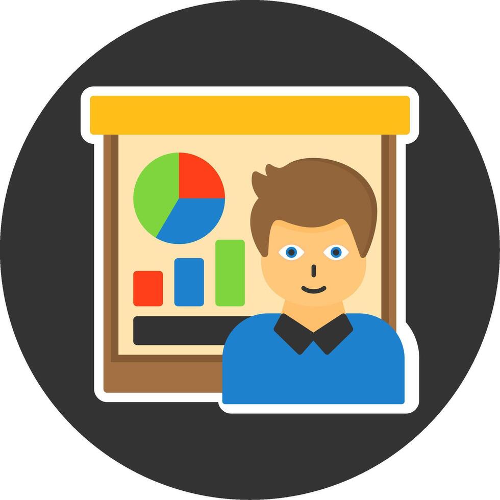Briefing Flat Grey Circle Style Icon vector