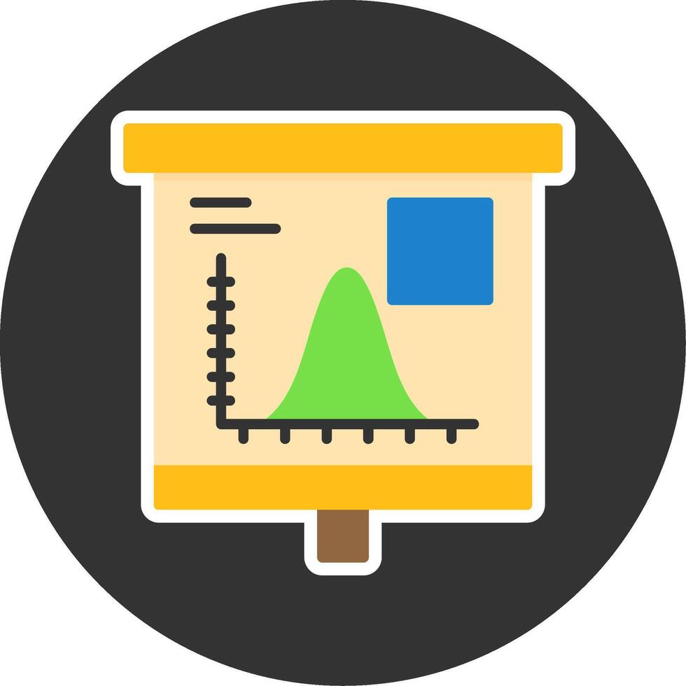Bell Curve on Graph Flat Grey Circle Style Icon vector