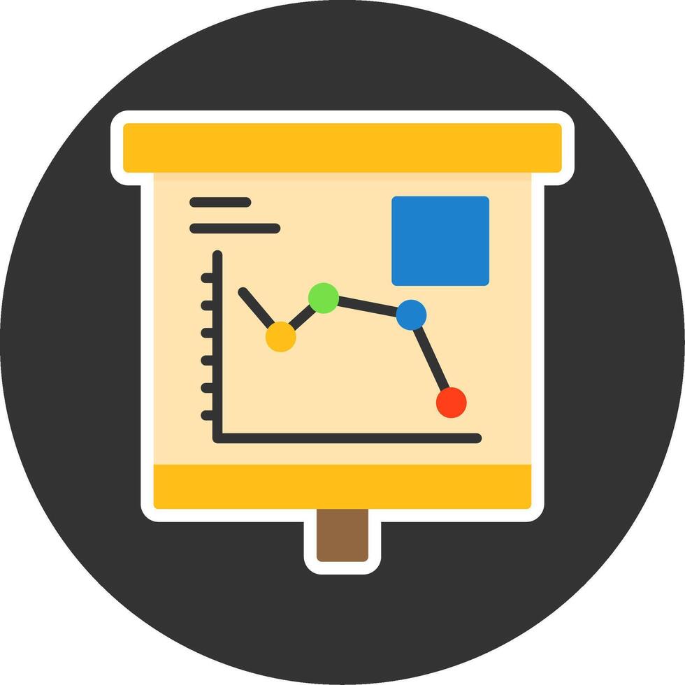 Falling Line Graph Flat Grey Circle Style Icon vector