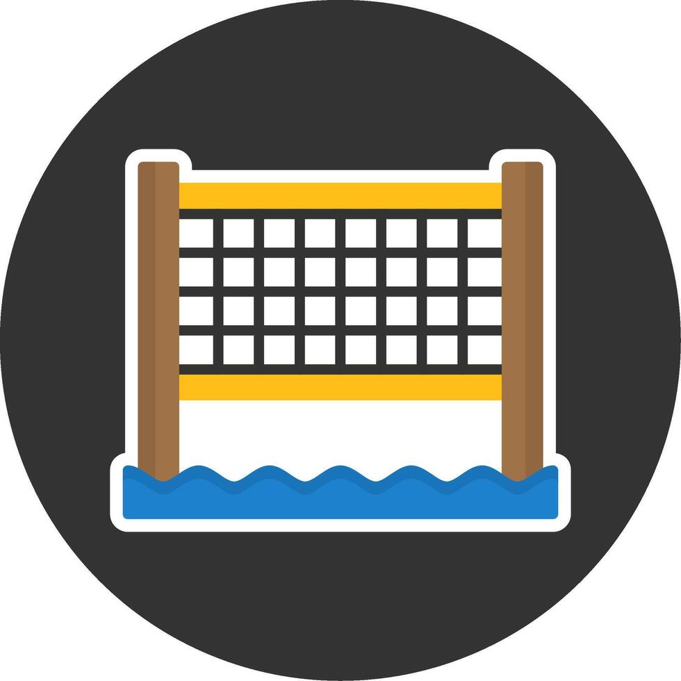 Beach volleyball net Flat Grey Circle Style Icon vector