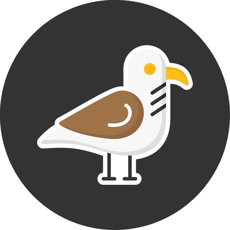 Seagull Flat Grey Circle Style Icon vector