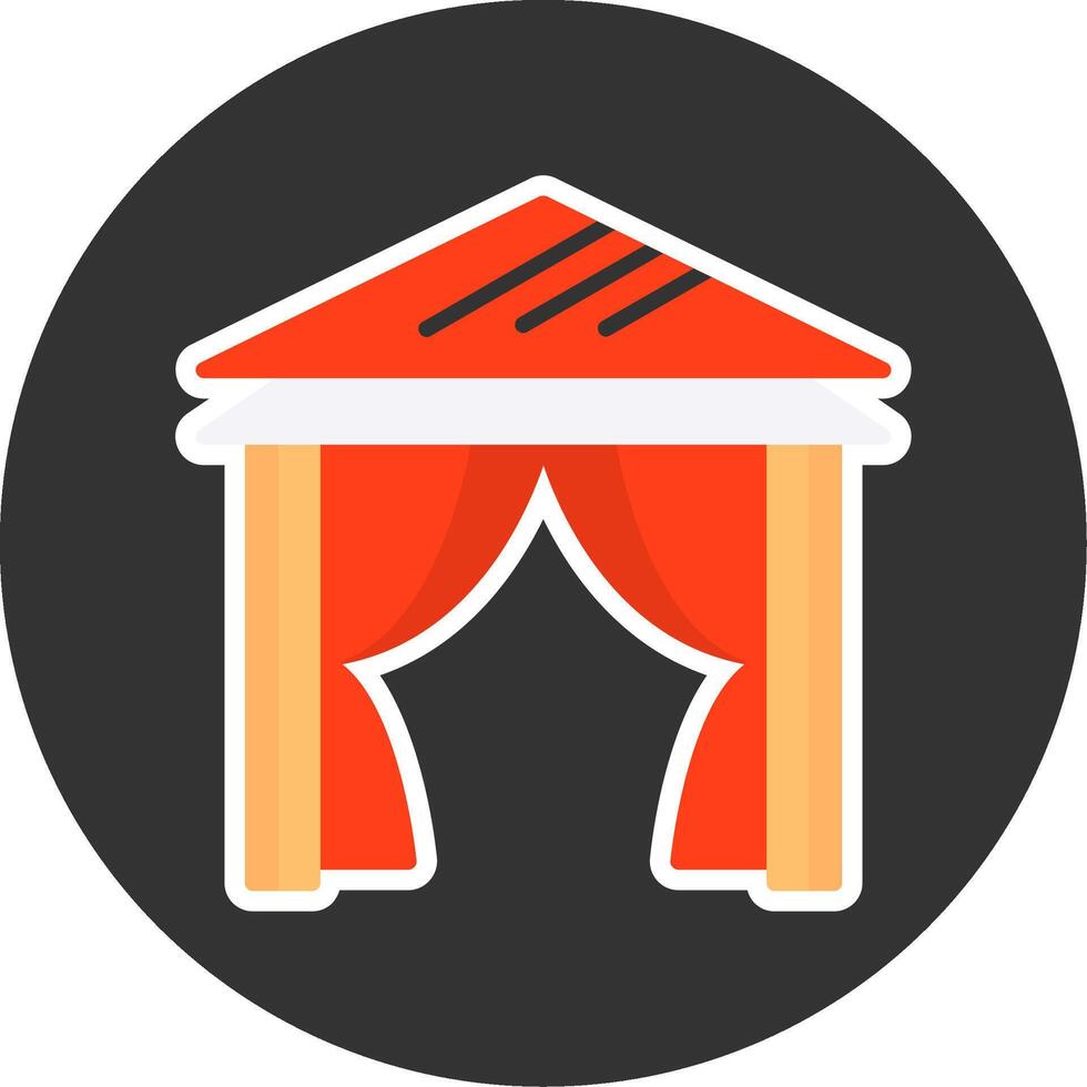 Beach tent Flat Grey Circle Style Icon vector