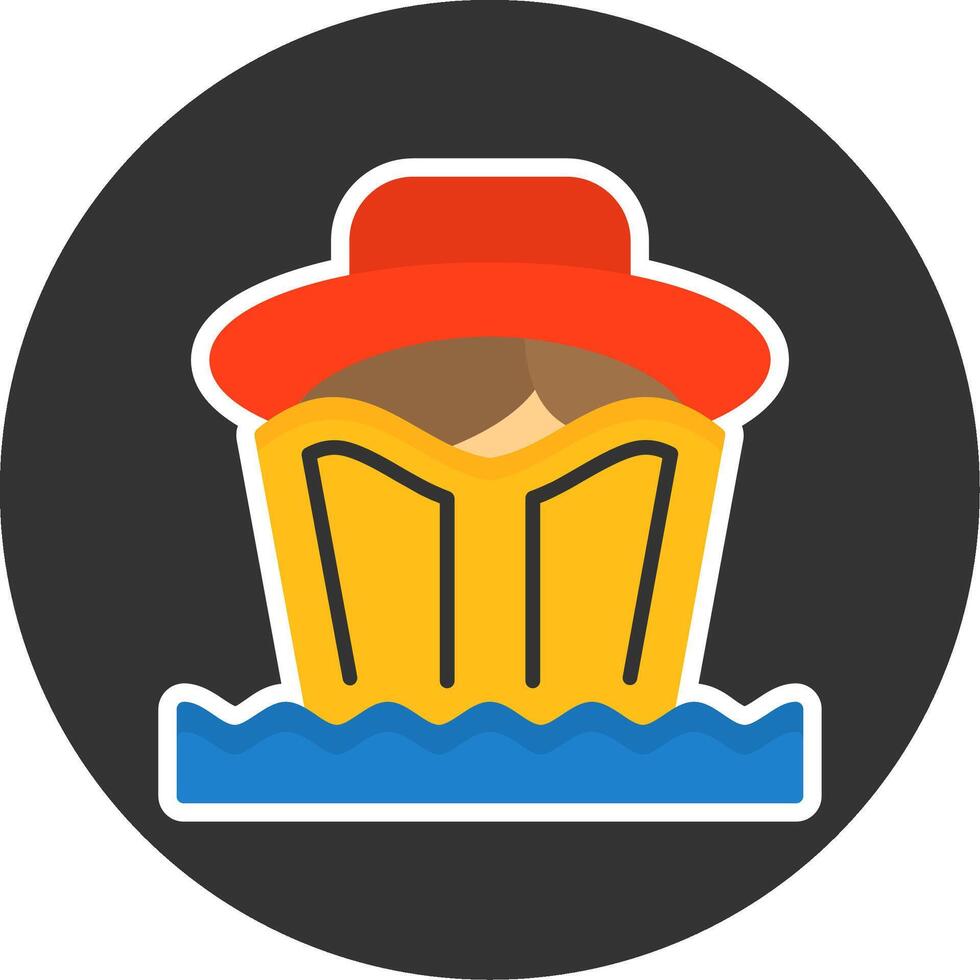 Beach reading Flat Grey Circle Style Icon vector