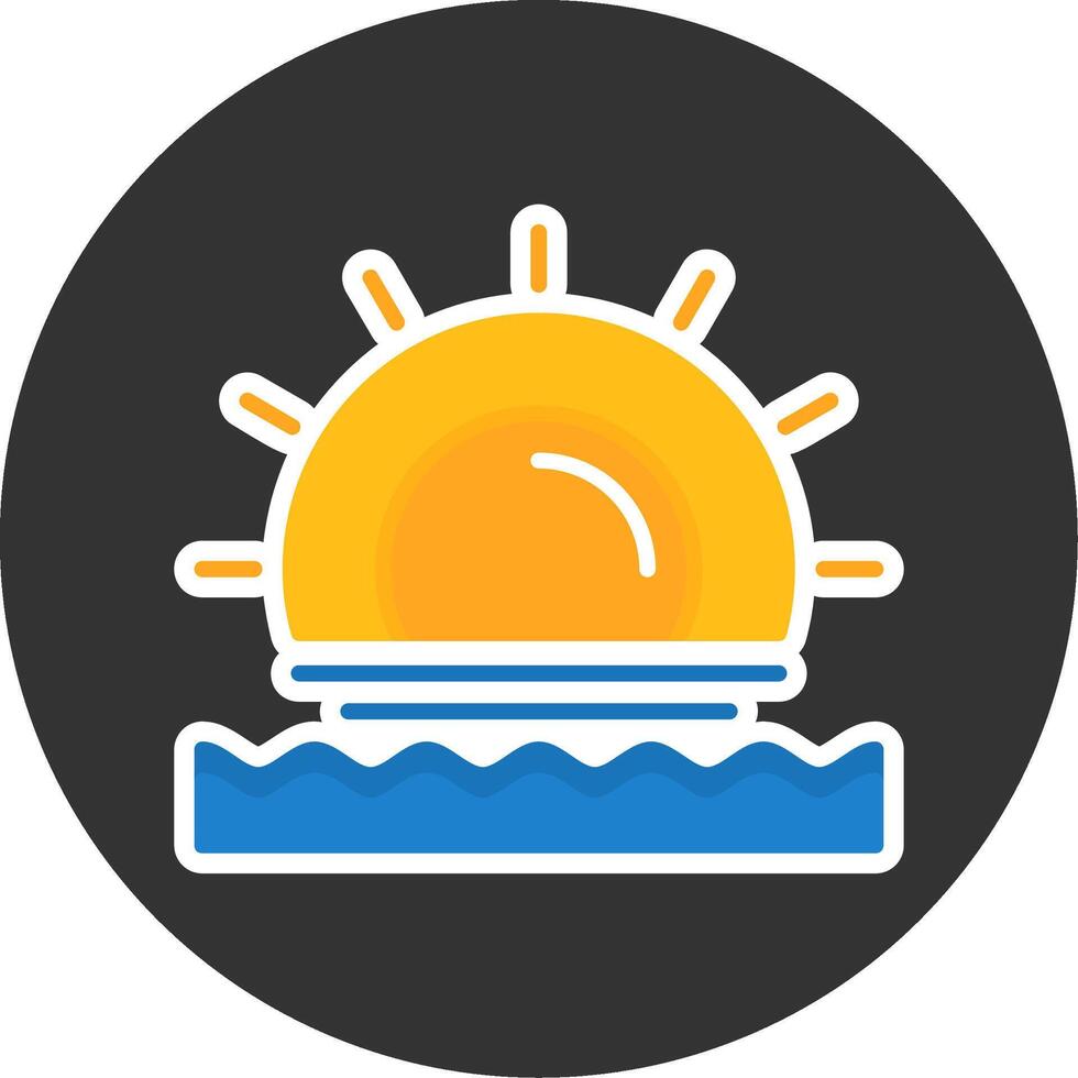 Beach sunset Flat Grey Circle Style Icon vector