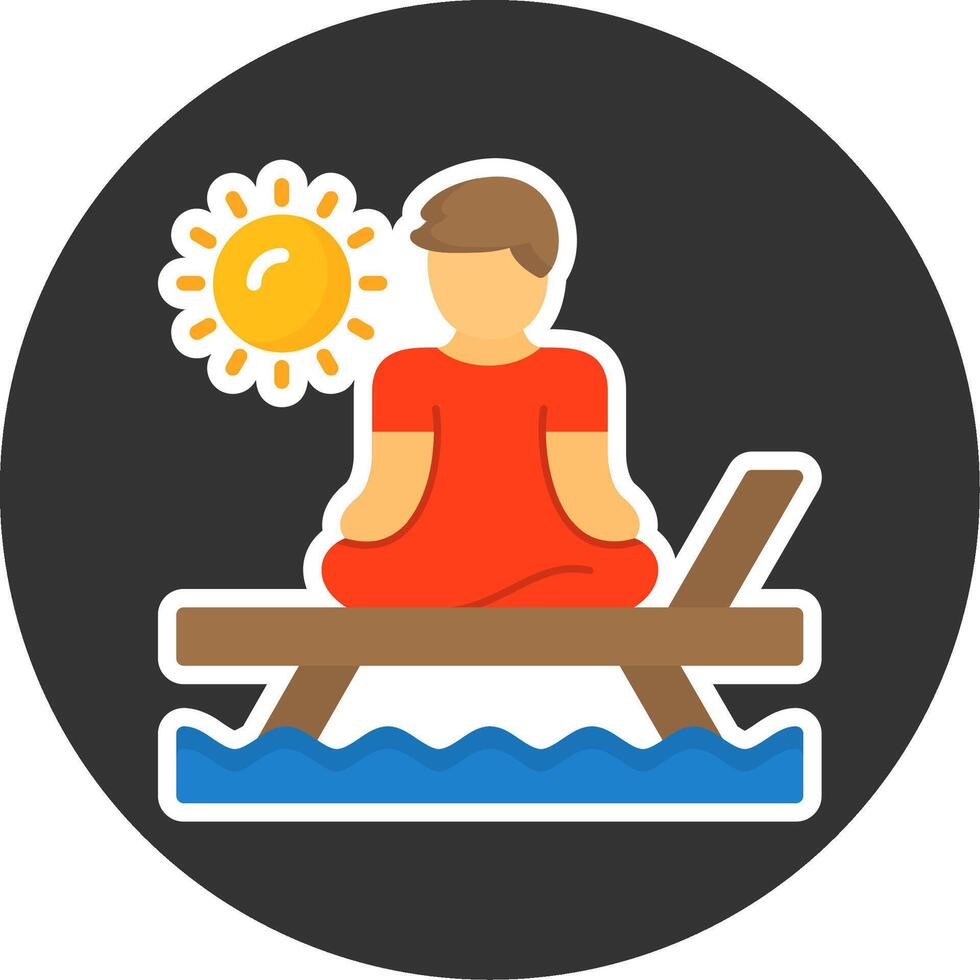 Beach yoga Flat Grey Circle Style Icon vector