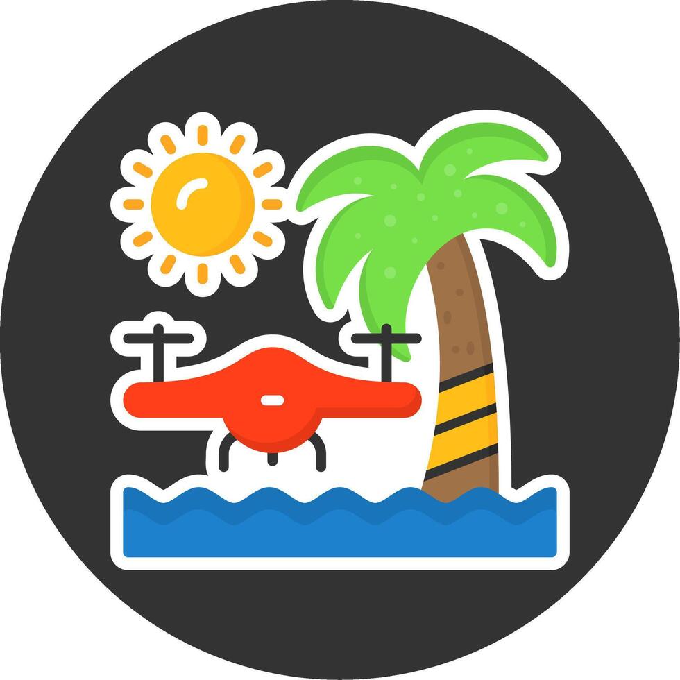 Beach drone photography Flat Grey Circle Style Icon vector