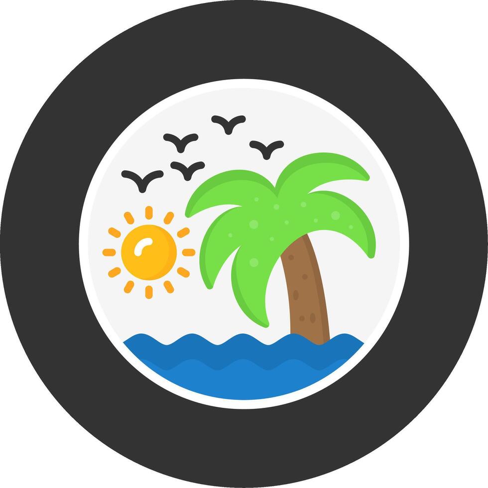 Beach painting Flat Grey Circle Style Icon vector
