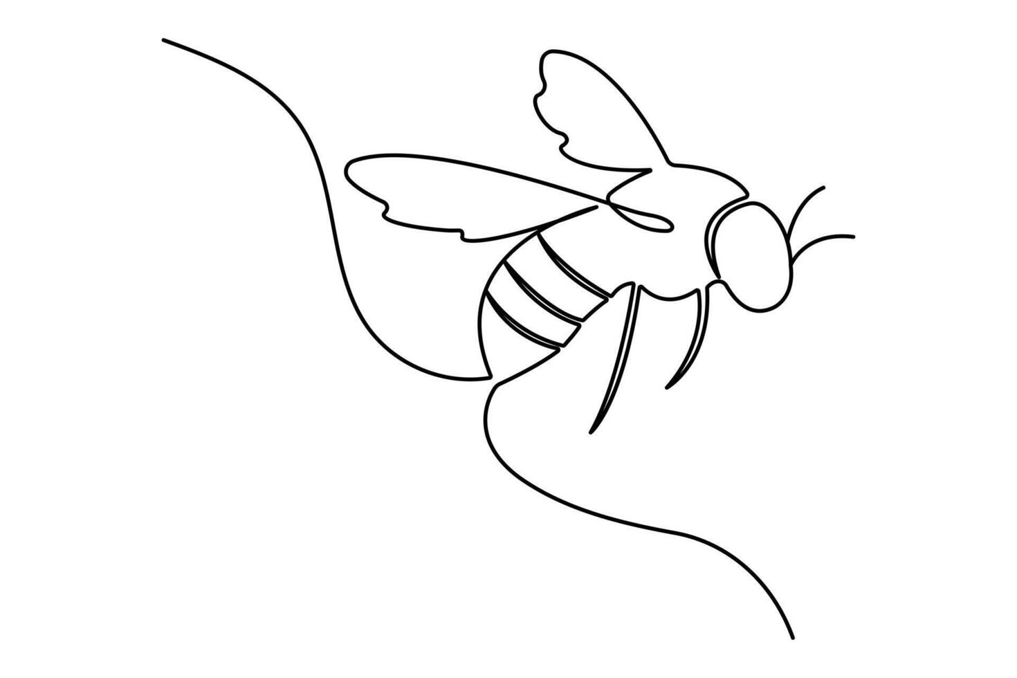 Bee continuous one line drawing and minimalist simple icon vector