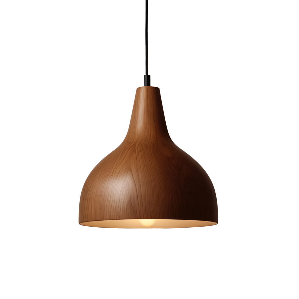 Modern minimalist wooden hanging light isolated on transparent background png