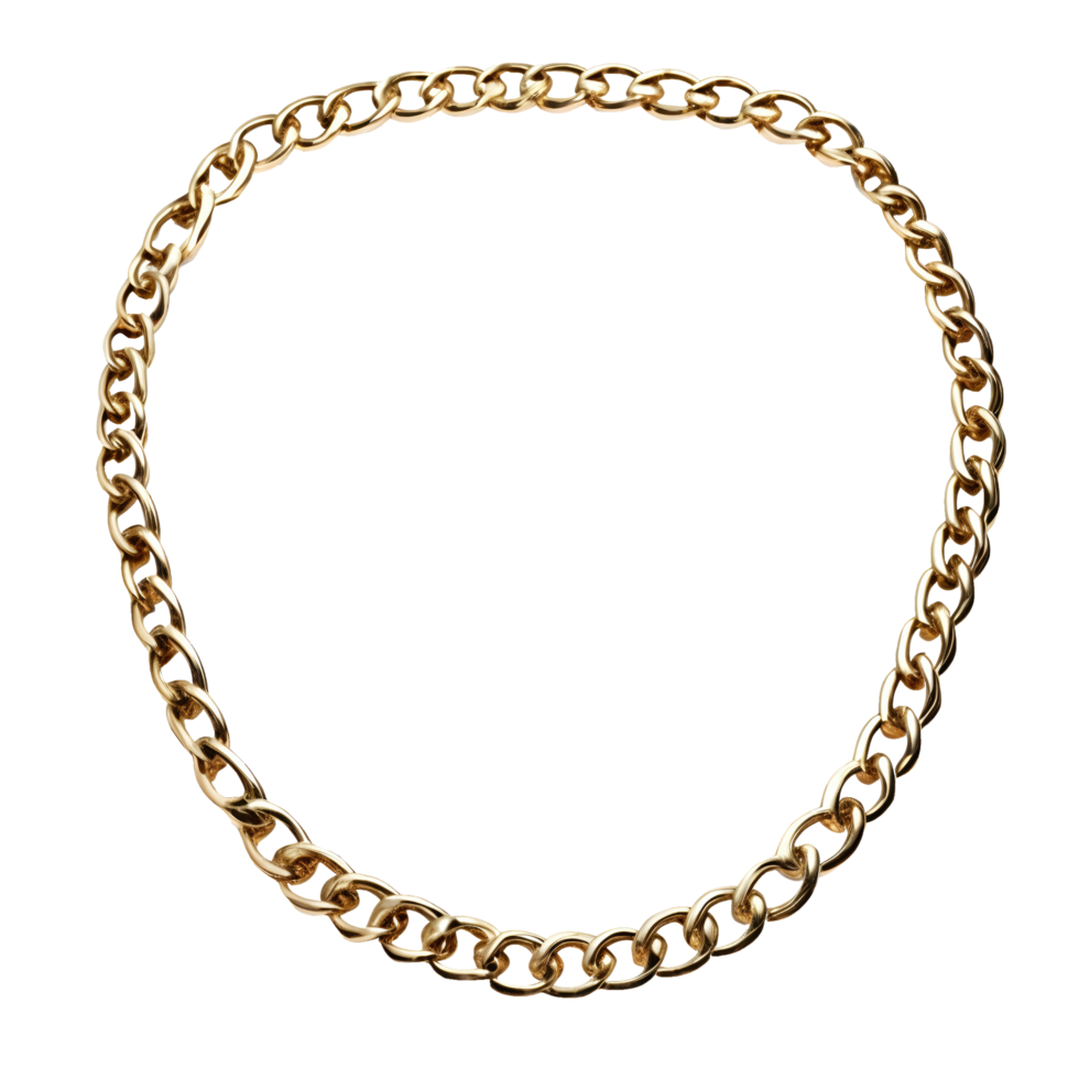 Classic men golden chain isolated on transparent background png