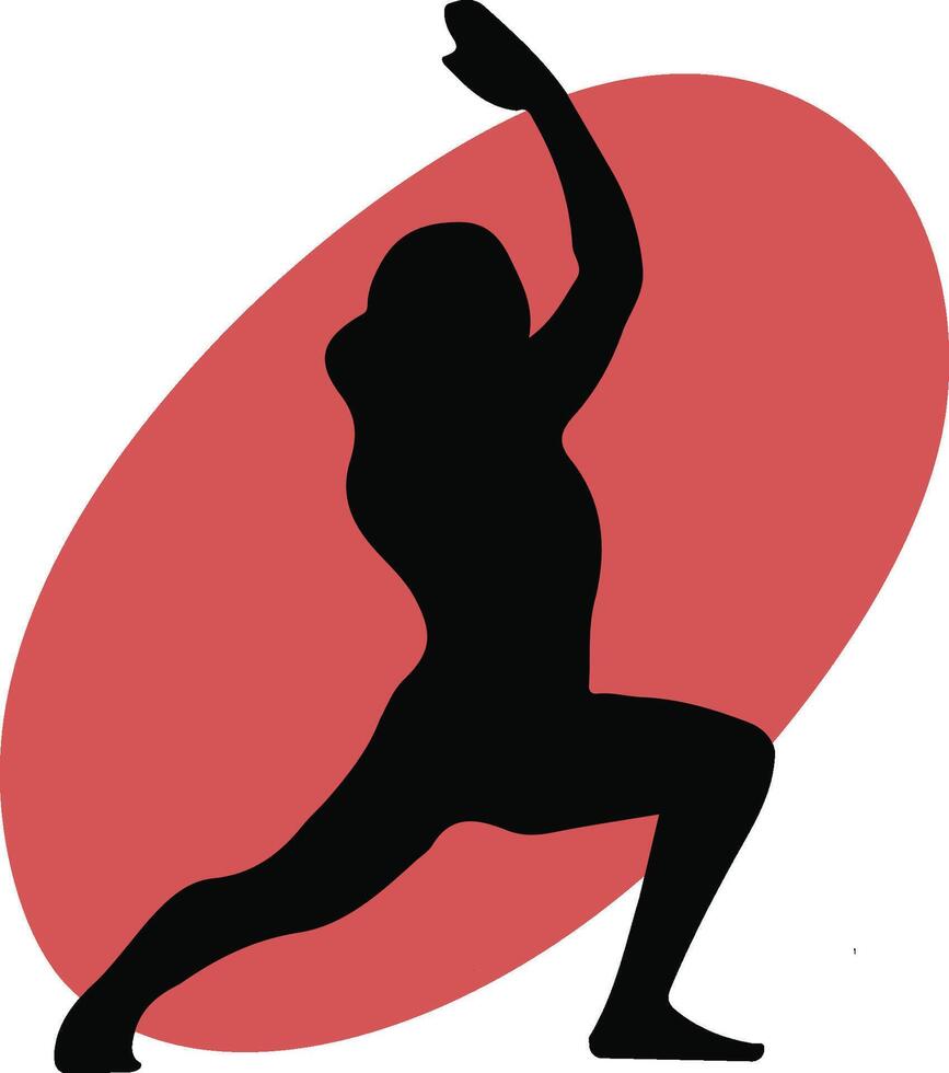 Yoga silhouette design featuring a woman in a relaxing pose with a pink background, symbolizing fitness stretching, modern health, meditation, and gymnastic ideas vector