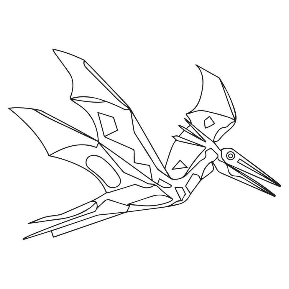 Pteranodon line art drawing vector