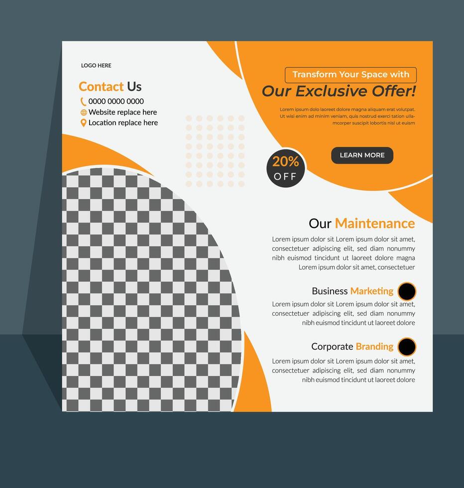 Business social media post design template, vector