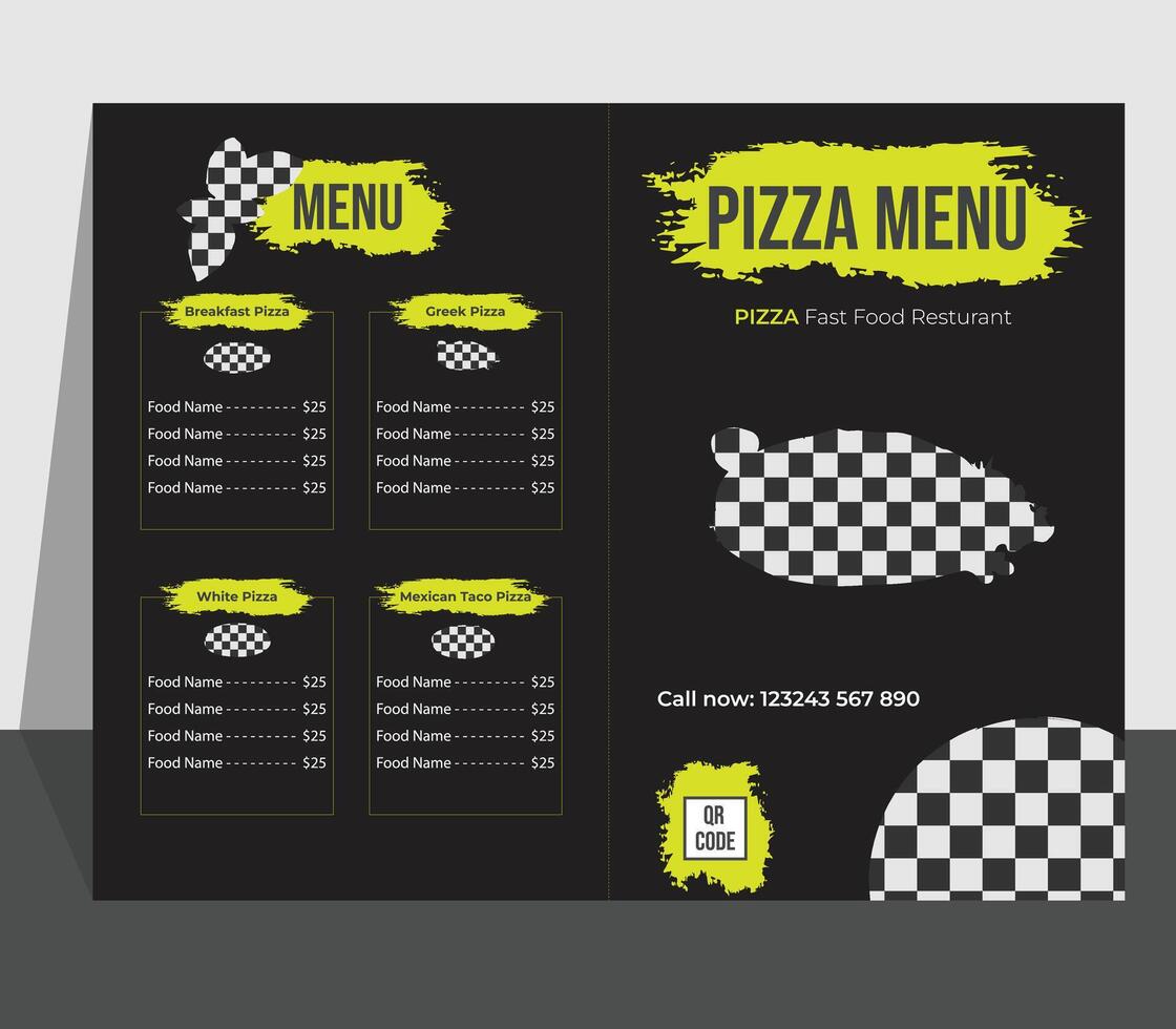 Pizza Delivery Service Trifold Menu Outisde Template, bifold brochure pizza menu design template vector