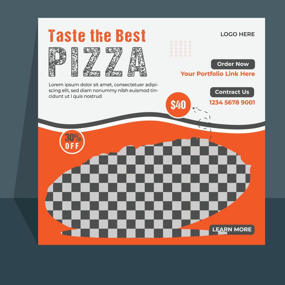 Pizza sale social media post design template, fast food sale social mdeia post design tempate vector