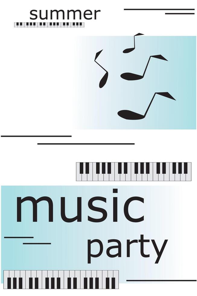 piano music poster. illustration.print and web design template for summer piano concert,party and music event vector
