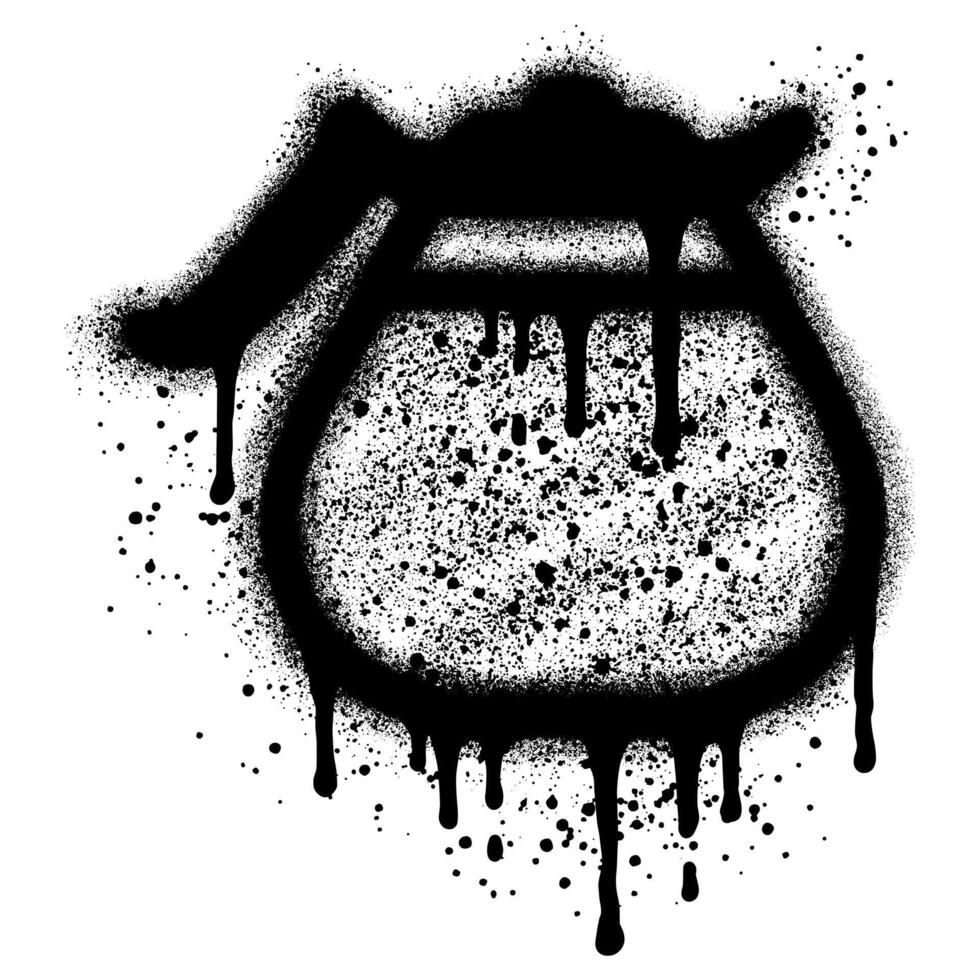 Coffee pot graffiti with black spray paint. vector