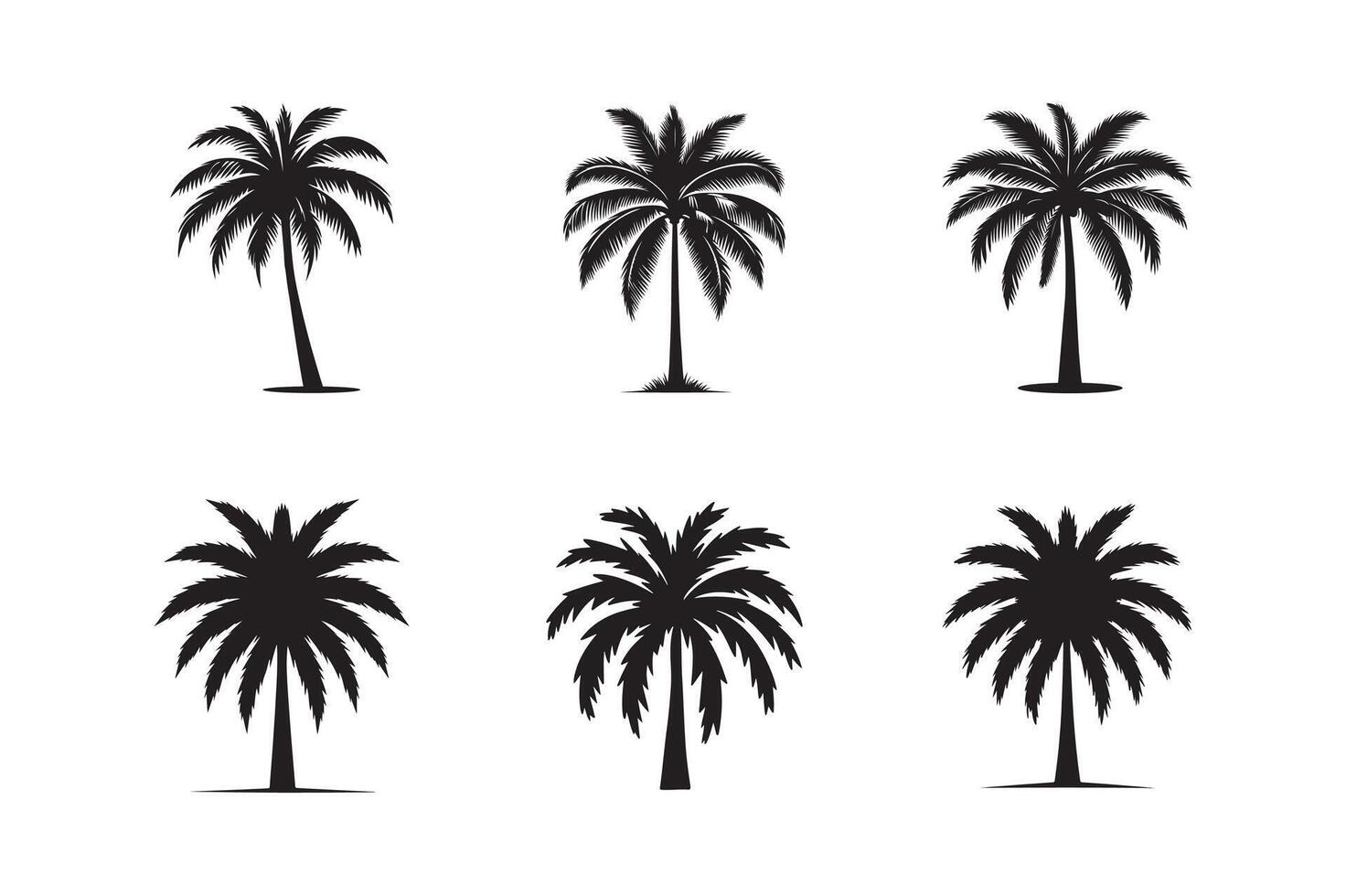 Minimalist Black Palm Tree Set. Isolated Design on White vector