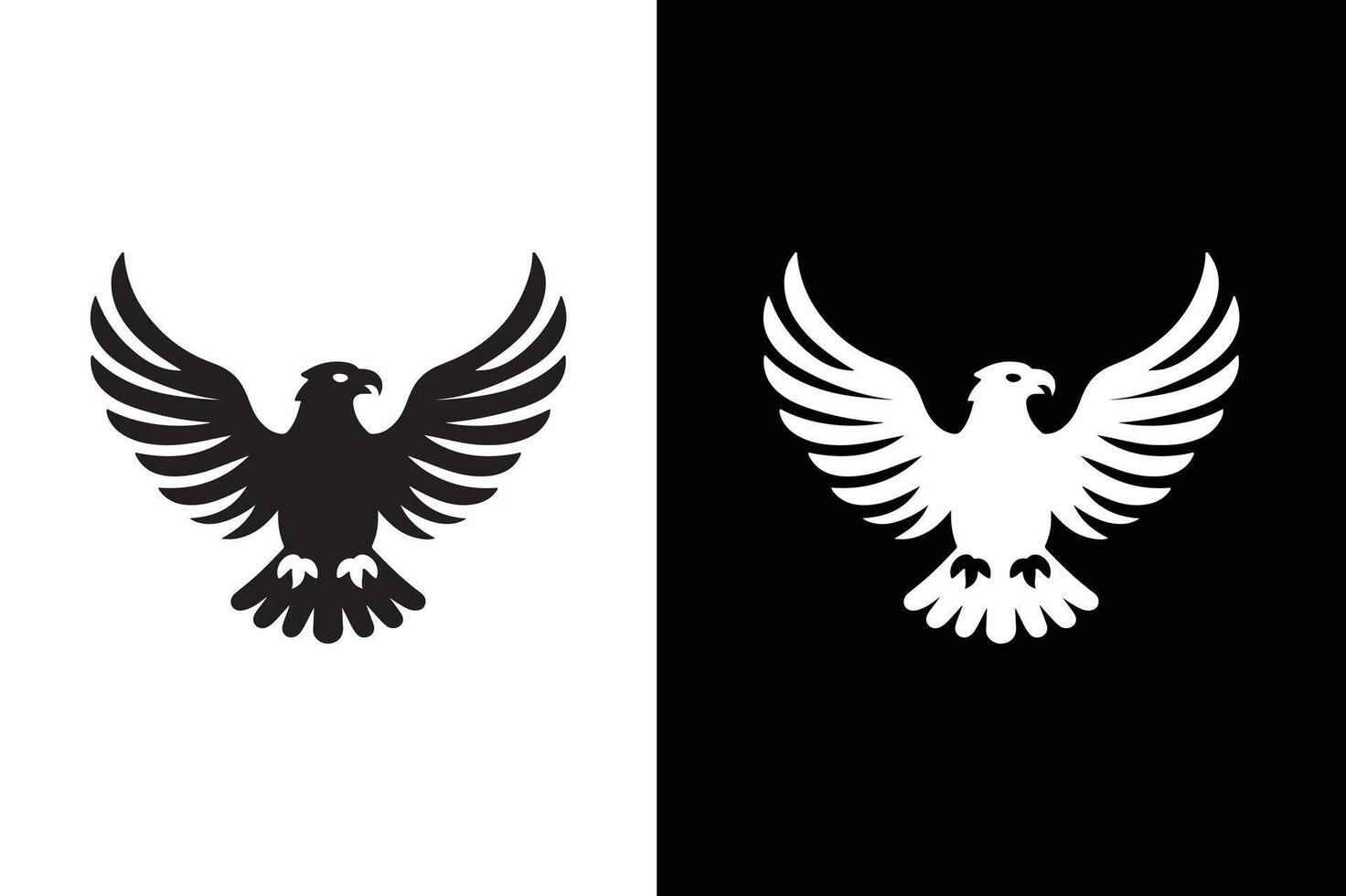 Dynamic Eagle Icon Silhouette. Black and White Design vector