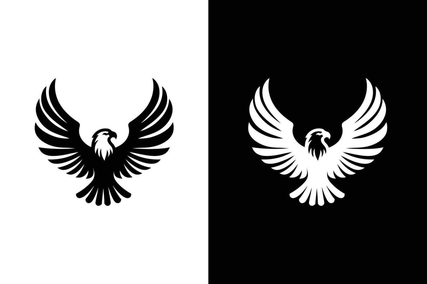 Graceful Eagle Silhouette Icon. Black and White Illustration design vector