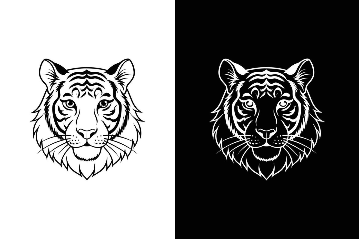 Tiger Head Logo Icon. Bold Silhouette Design vector