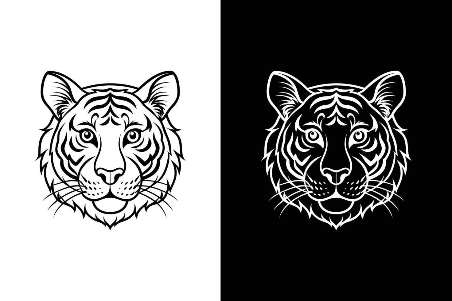Minimalist Tiger Head Logo. Elegant Icon Design vector