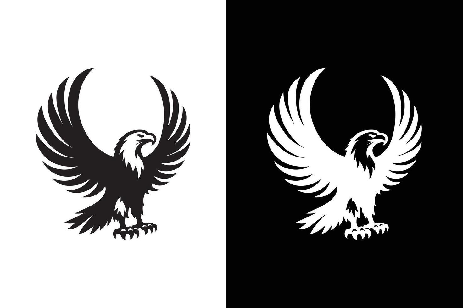 Sleek Eagle Silhouette Icon. Black and White Style vector