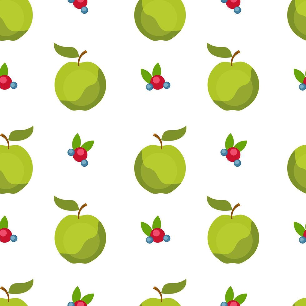 Seamless pattern with berries and apples on a white background vector