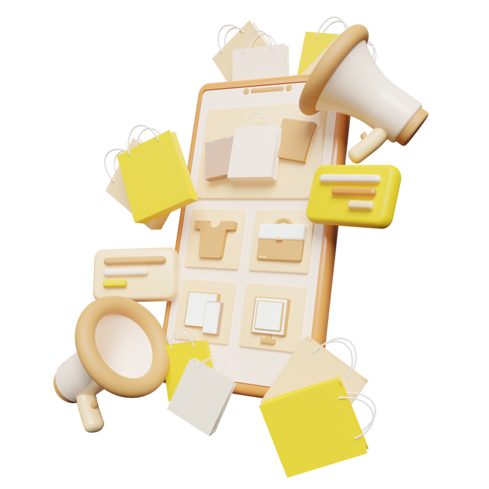 3d illustration online shopping png
